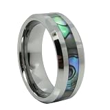 8mm Comfort Fit High Polish Tungsten Carbide Ring Men's Aniversary/engagement/wedding Band with Abalone Inlay (Size 8-12 Available) Size 11