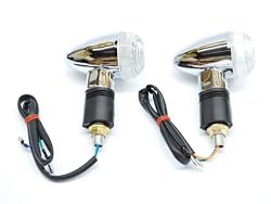 Motorcycle 2pcs LED Chrome Mini Clear Bullet Turn Signals Fits Metric Cruisers, Harleys, Choppers Enhance the look with these LED Mini Bullet Chrome Turn Signals Blinkers, Harley Davidsons, Suzuki, Honda, Kawasaki, Yamaha Cruisers, Scooters, Vespa, Moped