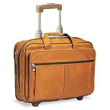 SOLO Products - SOLO - Rolling Laptop Computer Case, Leather, 17 x 8 x 13-1/2, Tan - Sold As 1 Each - Fits laptops with up to 15.4 screens. - Full-grain leather. - In-line skate wheels. - Main compartment features an accordion fan file and removable, padded computer CheckFastTM sleeve. - Front zippered compartment features organizer with Velcro flap closure, mesh pocket, open and zippered pockets, disk pockets, business card holder and key fob.