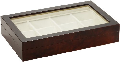 Diplomat Black Wood 12-Pocket Watch Storage Chest with Clear Top