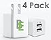 2.1A/1.0A Dual USB Wall Charger / Chargers. Charge your tablet and other device at the same time. Compatible with all iPhones, all iPads and iPods, Samsung Galaxy S3-7, and many more (4 pack)
