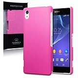 Sony Xperia Z2 Hybrid Rubberised Back Cover Armour Case by Terrapin - Solid Hot Pink