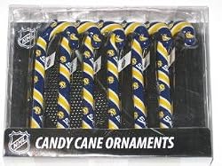 BUFFALO SABRES Team Logo & Colors CANDY CANE CHRISTMAS ORNAMENT SET (6 pack)