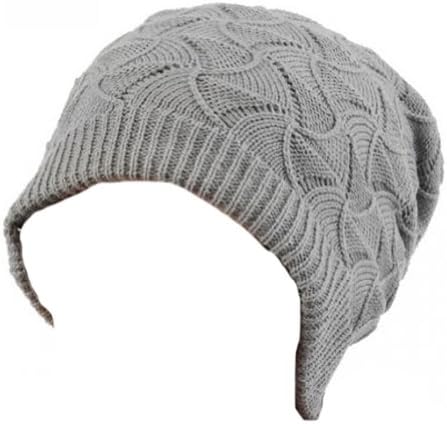 Elaineaccessories Autumn Winter Thick Knit Slouchy Beanie Skull Hat Cap (light grey)