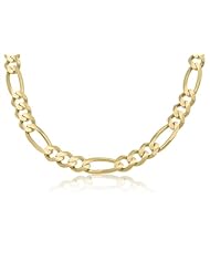 14K Solid Yellow Gold Figaro Link Chain Necklace 10mm Wide 26" inch Long - Best Price Guaranteed.