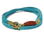 Jasper Bracelet 07 Wrap Red Stone Turquoise Leather Anklet Crystal Healing Rock Natural Gem 32