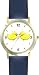 Two Ducks Kissing - Yellow Duck or Ducky - Bird - JP - WATCHBUDDY&reg; DELUXE TWO-TONE THEME WATCH - Arabic Numbers - Blue Leather Strap-Size-Large ( Men's Size or Jumbo Women's Size )