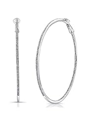 Victoria Kay 1ct White Diamond Pave Hoop Earrings in Sterling Silver
