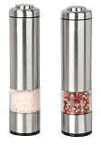 Kalorik PPG26914 Brushed-Stainless-Steel Battery-Operated Salt-and-Pepper Grinder Set