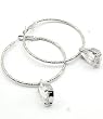 Sparkling Clear Crystal Tear Drop Silver Hoop Earrings Fashion Jewelry