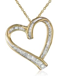 18k Gold Plated Sterling Silver Diamond Heart Pendant Necklace (1/2 cttw,I-J Color, I2-I3 Clarity), 18"