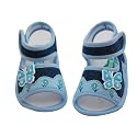 Very cute X.WAWA infant girls blue sandal shoes. Very comfortable shoes features with small flower appliques and a big butterfly on top. High quatlity velcro closure for secure fit and easy on/off.