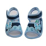 Very cute X.WAWA infant girls blue sandal shoes. Very comfortable shoes features with small flower appliques and a big butterfly on top. High quatlity velcro closure for secure fit and easy on/off.