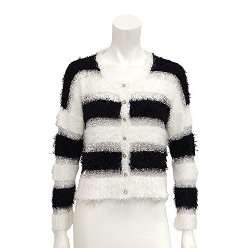 (スペッチオ) SPECCHIO フェザーモール & アビガイル ボーダー柄 ニット カーディガン free 9-11号