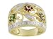 18KT OVER STERLING SILVER .66CTW RUBY SAPPHIRE AND EMERALD WITH DIAMOND ACCENT RING