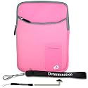 New Pink Amazon Kindle DX 3 Pocket Vertical Carrying Sleeve + Determination Hand Strap