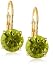 Gold Overlay Sterling Silver 8mm Round Lever Back Peridot Earrings