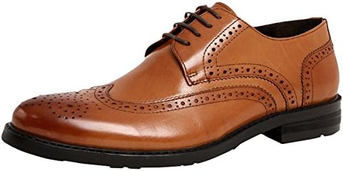 SERDAOMANI Men's Leather Breathable Point Toe Slip On Oxford Shoes Brown 44EU