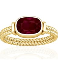 18K Yellow Gold Cushion Cut Ruby Womens Astrological Ring