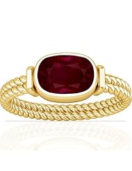14K Yellow Gold Cushion Cut Ruby Solitaire Ring
