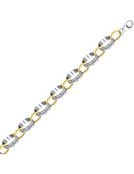 Sterling Silver & 14K Yellow Gold Diamond Cut Accent Bracelet