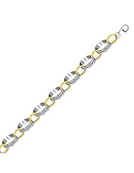 Sterling Silver & 14K Yellow Gold Diamond Cut Accent Bracelet