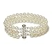 3-Strand White A Grade 5.5-6mm Freshwater Cultured Pearl Bracelet with Sterling Silver Clasp, 7.25"