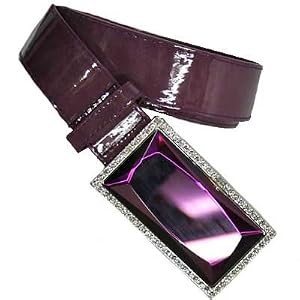 PURPLE BELT WITH PURPLE RHINESTONE GEMSTONE BUCKLE