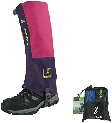 Sundick Outdoor Waterproof Gaiters Breathable Snow Gaiters Mothproof Mountaineering Gaiters(Rose red+purple)