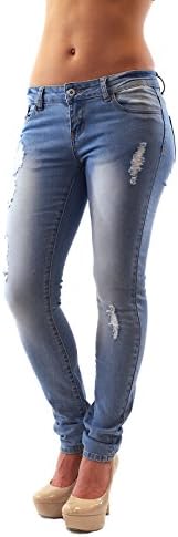 Dasein Women's Fade Distressed Skinny Jeans
