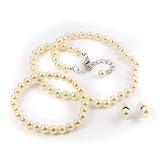 Ivory 6mm Glass Pearl Necklace, Bracelet and Earring Set by Margot Townsend