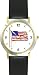 US Flag Waving American Theme - WATCHBUDDY&reg; DELUXE TWO-TONE THEME WATCH - Arabic Numbers - Black Leather Strap-Women's Size-Small