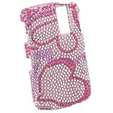 Solid Hard Plastic Snap-On Shell Case for RIM Blackberry Curve 8300 / 8310 / 8320 - Pink Heart Bling Diamond
