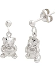Sterling Silver Childrens Teddy Bear Drop Earrings
