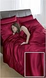 Kitchen & Housewares : 6pce Satin Plum Double Duvet Cover Set (inc 1 duvet cover,1 fitted sheet,4 pillowcases)