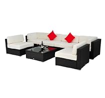Big Sale Outsunny Deluxe Outdoor Patio PE Rattan Wicker 7 pc Sofa Sectional Furniture Set