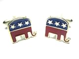 Elephant Republican Cufflinks : Silver & Enamel