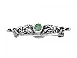 925 Silver Green Agate & Marcasite Celtic Knot Brooch