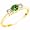 14K Yellow Gold Round 3 Stone Emerald and Diamond Ring (0.45 ctw) - Size 6