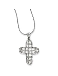 Sterling Silver 18in & CZ Cross Necklace. Metal Wt- 4.26g