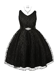 Girls V-neck Lace-Up Sleeveless Tea Length Floral Print  Dress