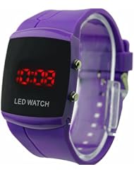 Top Brand Unisex Fashion Quartz Wrist Watch Colorful Plastic Red LED Sport Digital Color Purple