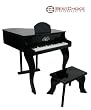 New Black Childs Wood Toy Grand Piano With Bench Kids Piano 30 Key