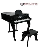New Black Childs Wood Toy Grand Piano With Bench Kids Piano 30 Key