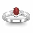 14K White Gold Mozambique Garnet and Diamond Ring