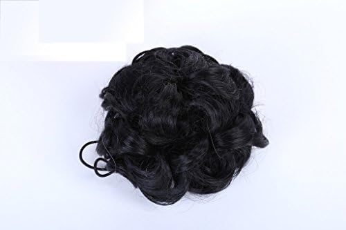 Beauty Wig World Jet Black Women Synthetic Scrunchie Dount Drawstring Hairpiece Big Curly Hair Bun 1pcs