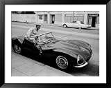 Actor Steve McQueen Getting Into His Jaguar People Framed Art Poster Print by John Dominis, 41x33