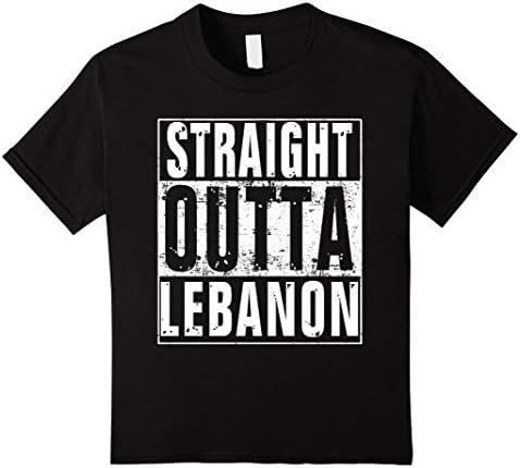 Kids Straight Outta Lebanon Shirt Tee T-Shirt (FULL COLORS) 8 Black