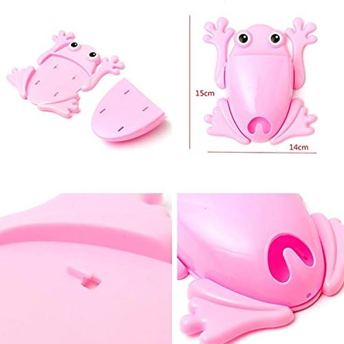 Kikkios Creative Cute Lovely Cartoon Animal Wall Stick Mounted Climbing Frog Toothbrush Toothpaste Makeups Tool Pencil Holder Bathroom Organizer Decor - Pink (1pc)