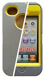 Comparable to Defender Series Hybrid Case for Iphone 4 & 4s – Yellow Gunmetal Gray – In Package
